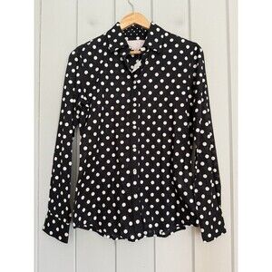 NWT Banana Republic Soft Wash Shirt XS Black White Polka Dot Button Up Top NEW